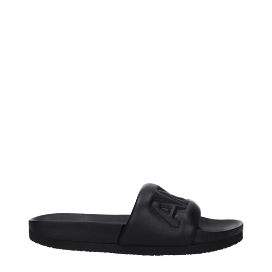 Sandales-chaussons en cuir noir Ambush