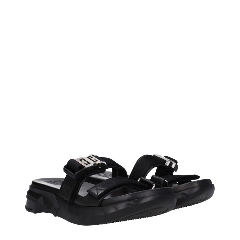Givenchy Black Fabric Slippers Sandals with Iconic Logo