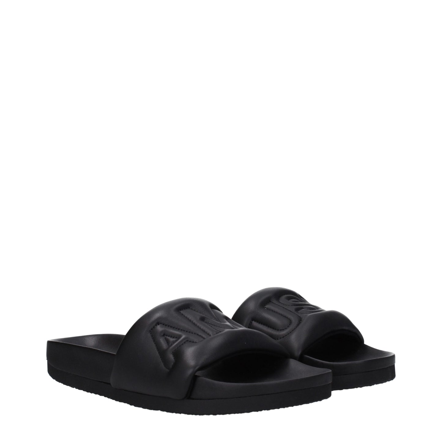 Sandales-chaussons en cuir noir Ambush