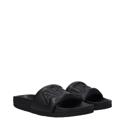 Sandales-chaussons en cuir noir Ambush