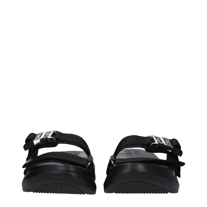Givenchy Black Fabric Slippers Sandals with Iconic Logo