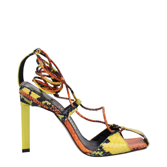 De Attico Oranje Lederen Stiletto Hakken Sandalen