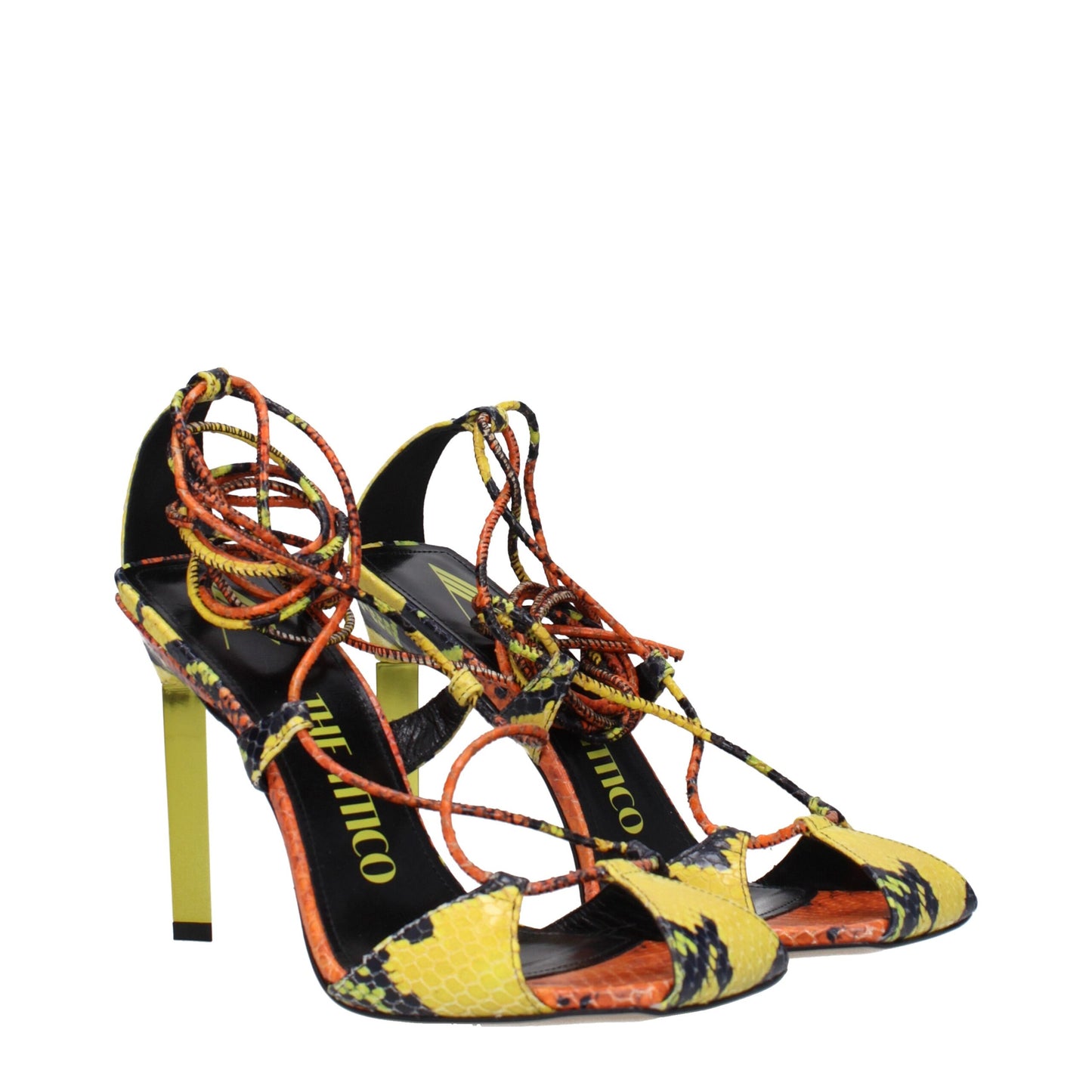 De Attico Oranje Lederen Stiletto Hakken Sandalen