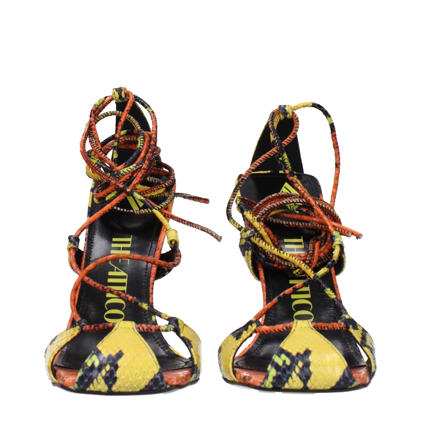 De Attico Oranje Lederen Stiletto Hakken Sandalen
