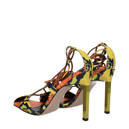 De Attico Oranje Lederen Stiletto Hakken Sandalen