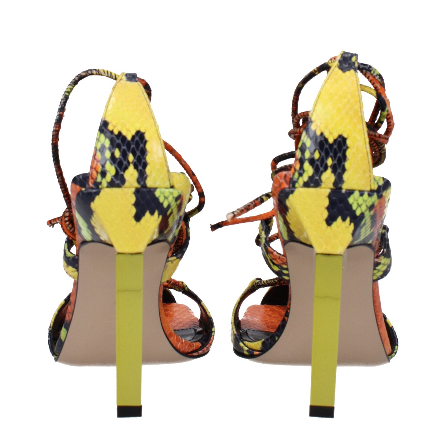 De Attico Oranje Lederen Stiletto Hakken Sandalen