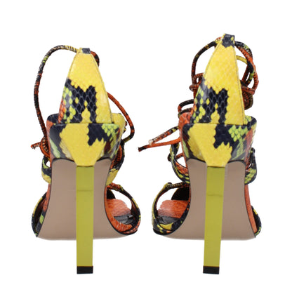 De Attico Oranje Lederen Stiletto Hakken Sandalen