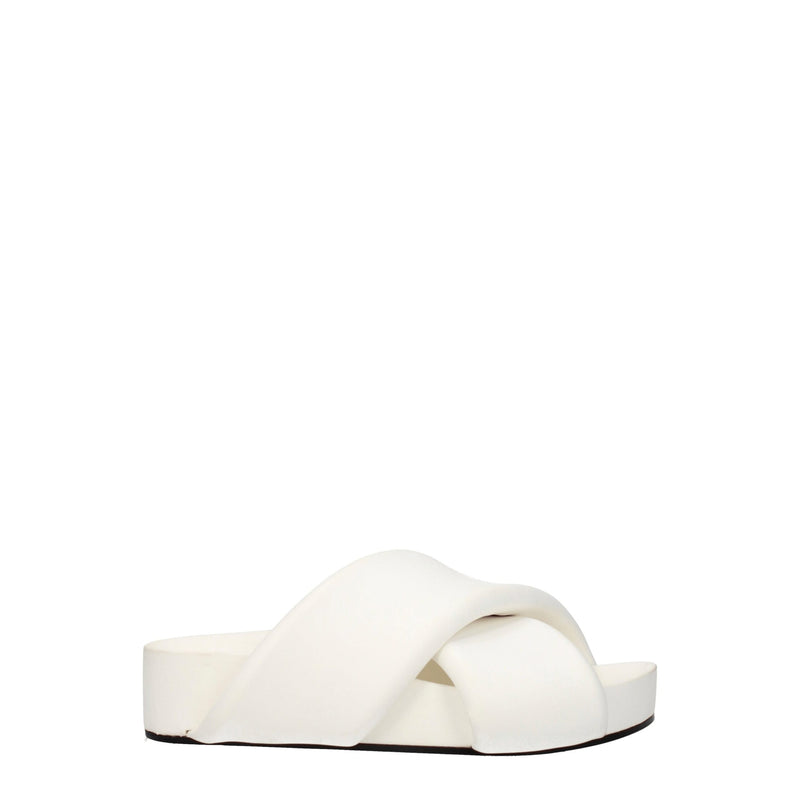Jil Sander White Leather Slippers Sandals - Elegant Summer Footwear
