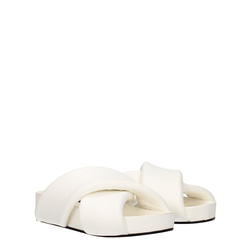 Jil Sander White Leather Slippers Sandals - Elegant Summer Footwear