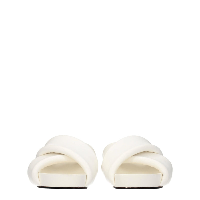 Jil Sander White Leather Slippers Sandals - Elegant Summer Footwear