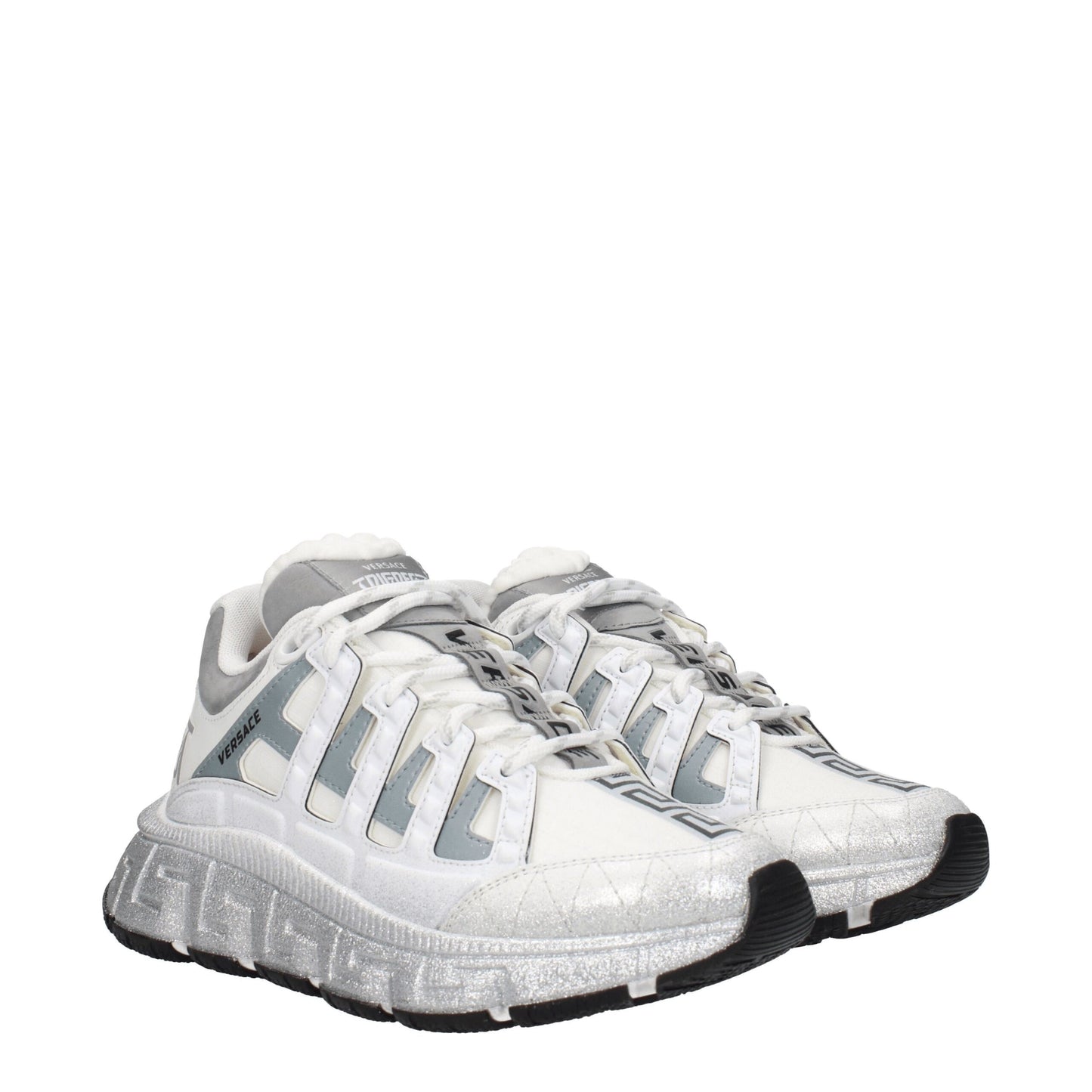 Versace witte stoffen sportschoenen