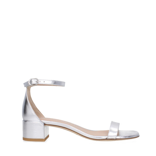 Stuart Weitzman grijze leren platte sandalen