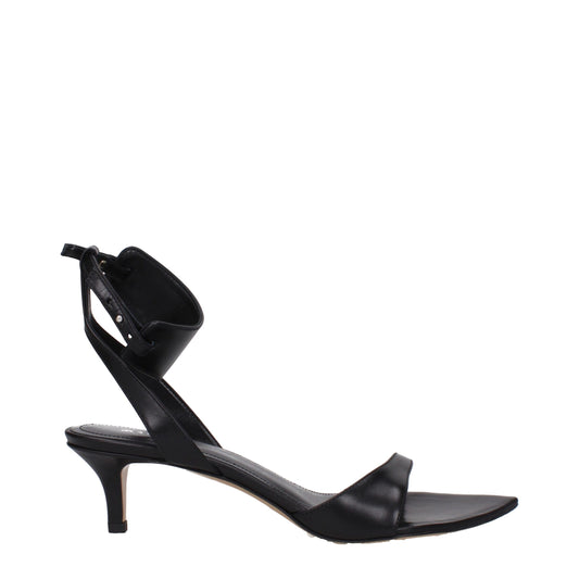 Isabel Marant Zwarte Lederen Platte Sandalen