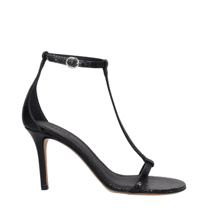 Isabel Marant Zwarte Lederen Stiletto Hakken Sandalen
