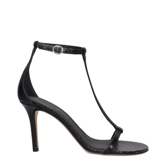 Isabel Marant Zwarte Lederen Stiletto Hakken Sandalen