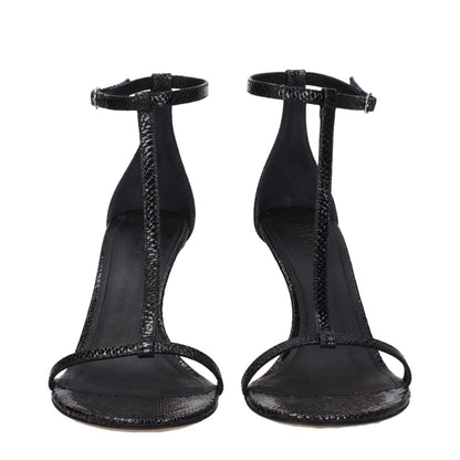 Isabel Marant Zwarte Lederen Stiletto Hakken Sandalen