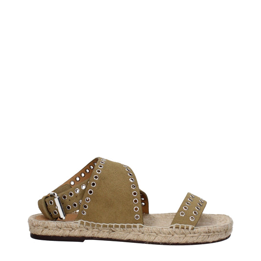Isabel Marant groene leren platte sandalen