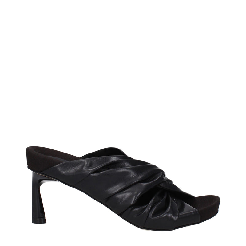 Stella McCartney Black Leather Stiletto Heels Sandals
