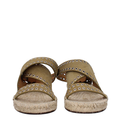 Isabel Marant groene leren platte sandalen