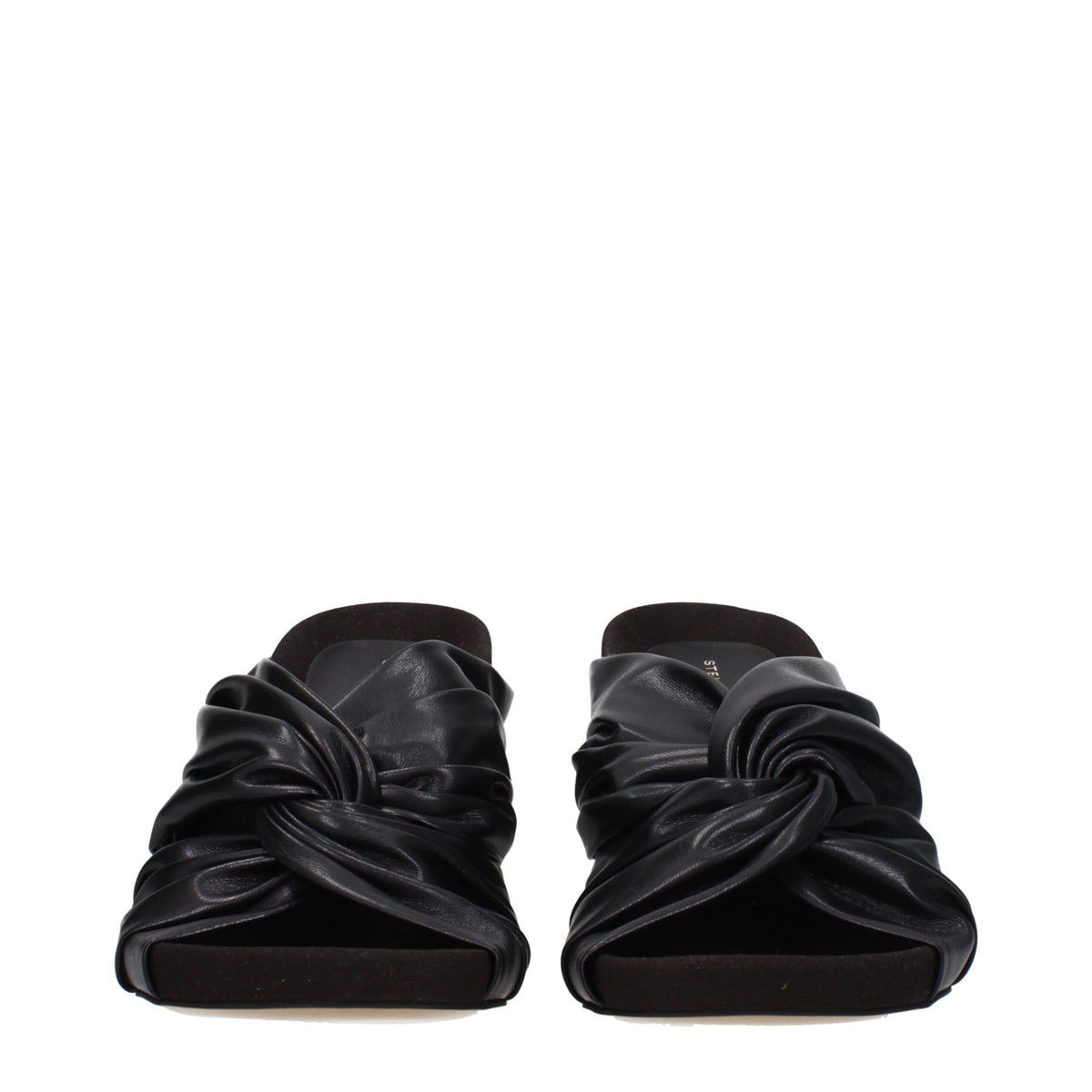 Stella McCartney Black Leather Stiletto Heels Sandals