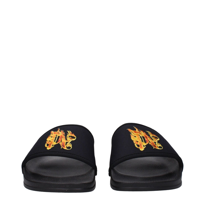Palm Angels Black Fabric Slippers Sandals for Men and Women