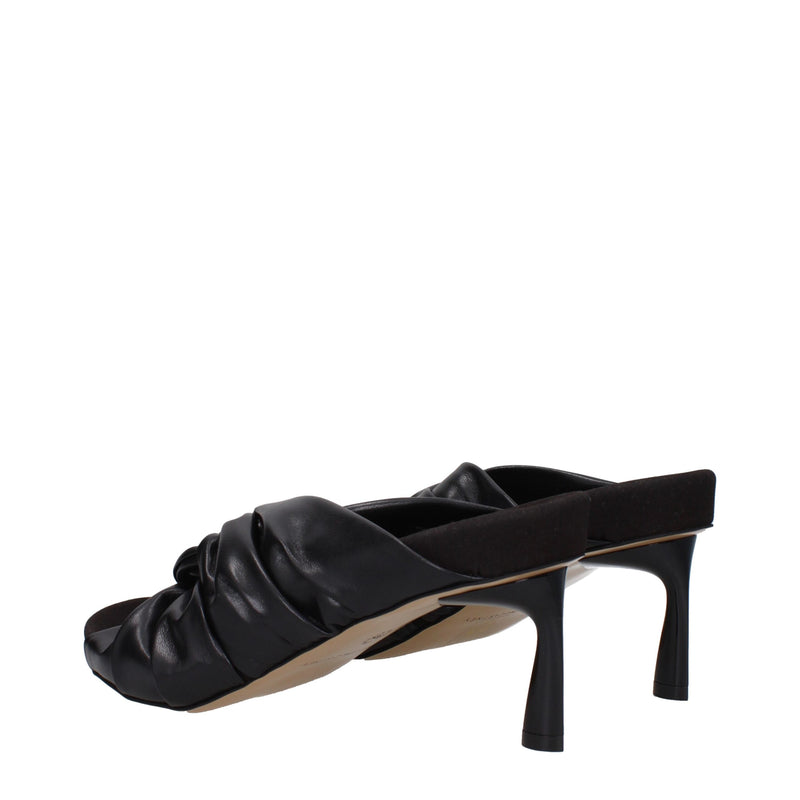Stella McCartney Black Leather Stiletto Heels Sandals