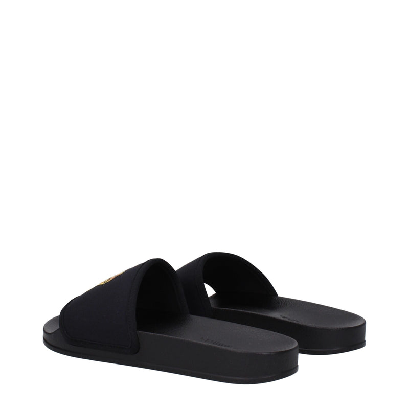 Palm Angels Black Fabric Slippers Sandals for Men and Women