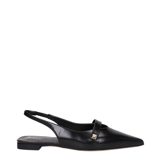Max Mara leren balletpumps in het zwart