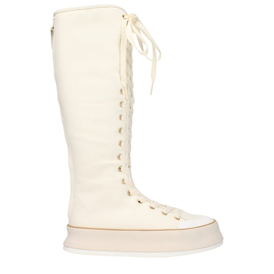 Max Mara Beige stoffen laarzen met vetersluiting
