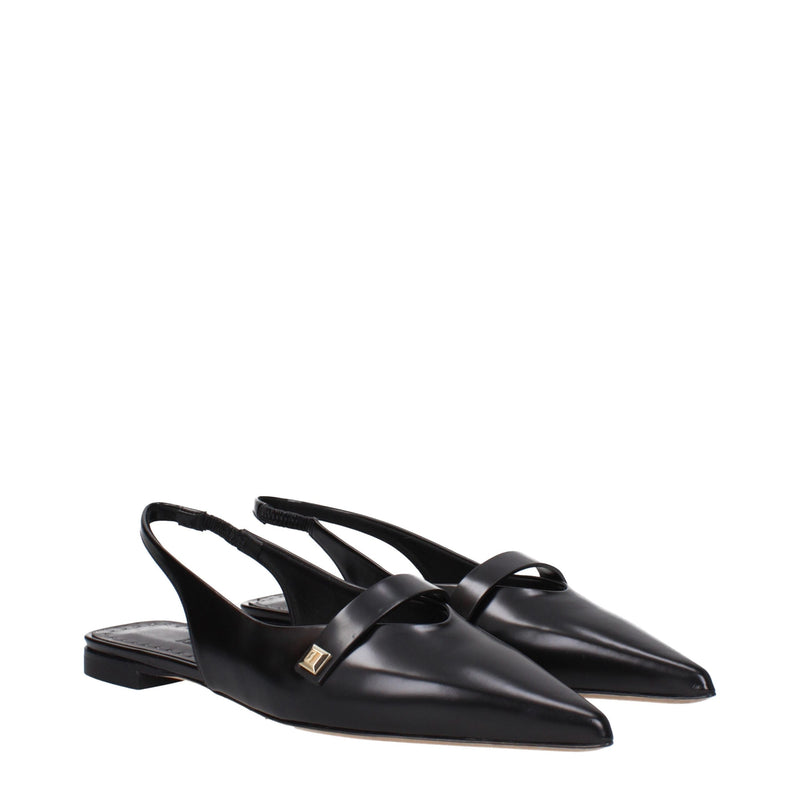 Max Mara Black Leather Ballet Flats for Elegant Comfort