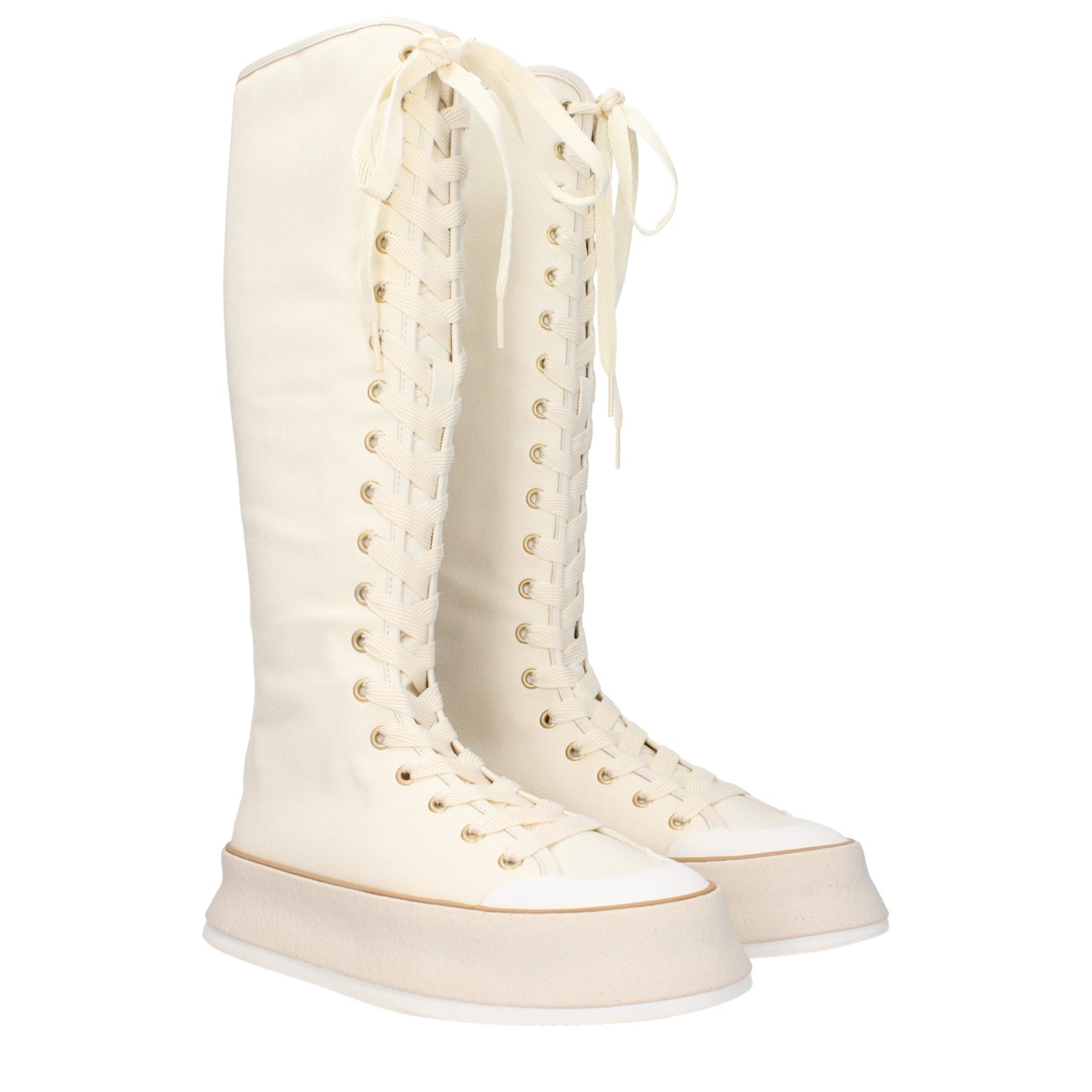 Max Mara Beige stoffen laarzen met vetersluiting