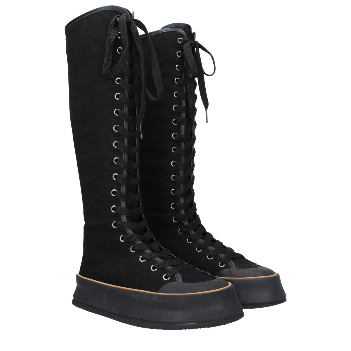 Max Mara Black Fabric Lace-Up Boots for Women