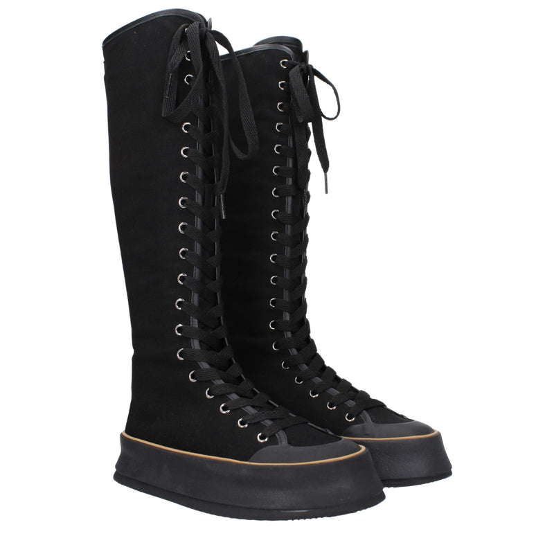 Max Mara Black Fabric Lace-Up Boots for Women