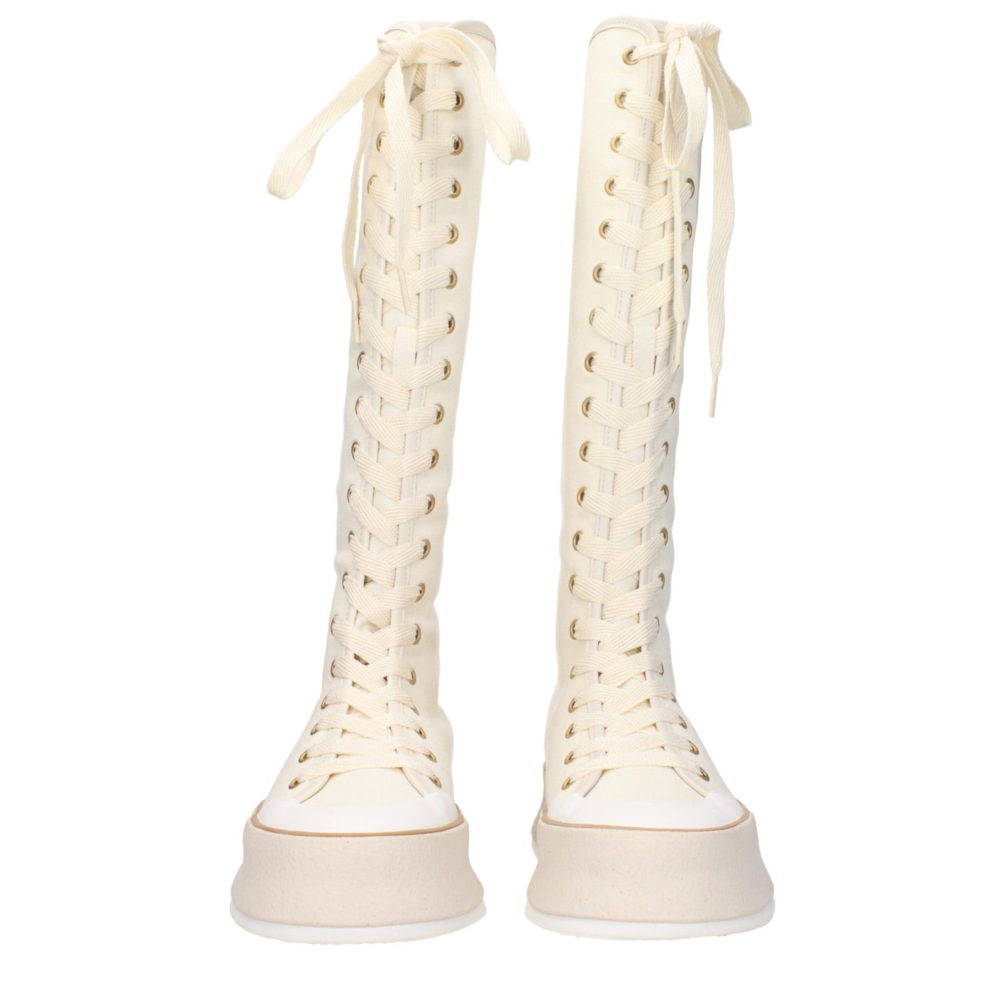 Max Mara Beige stoffen laarzen met vetersluiting