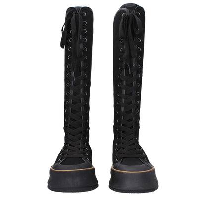 Max Mara Zwarte Leren Ankle Boots met Veters