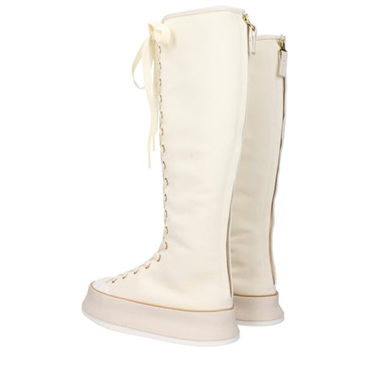 Max Mara Beige stoffen laarzen met vetersluiting