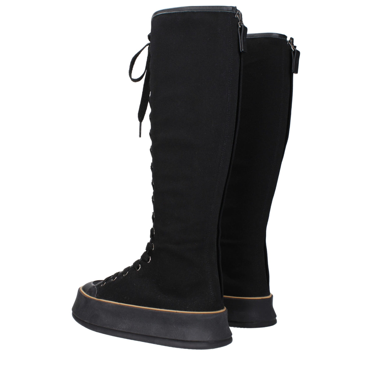 Max Mara Black Fabric Lace-Up Boots for Women