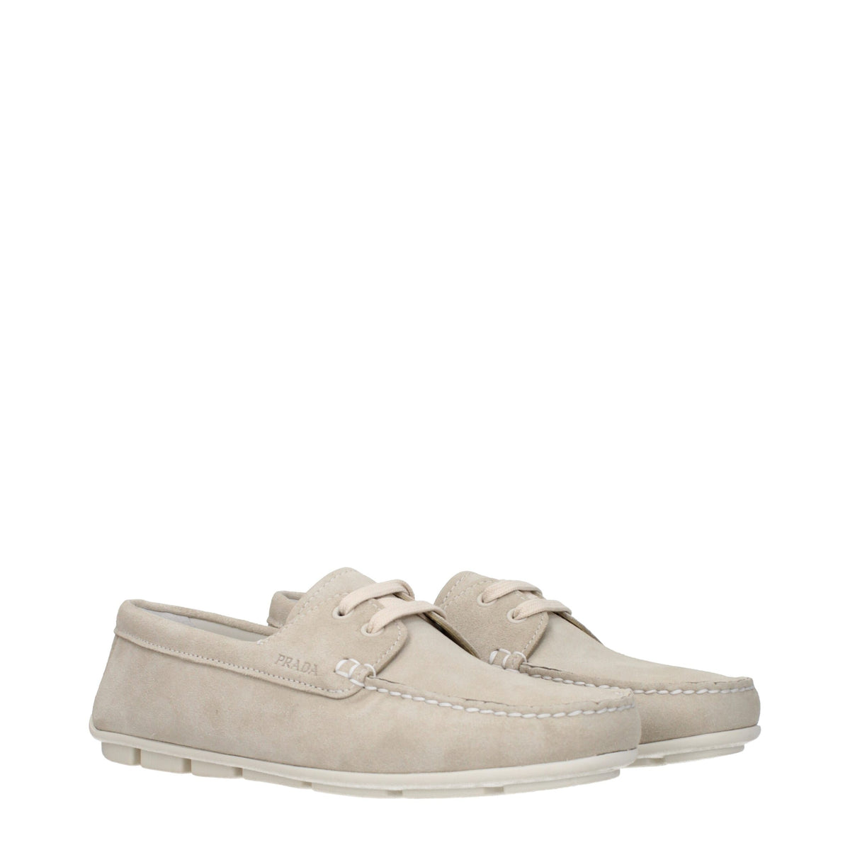 Prada Gray Leather Slip-On Loafers for Women