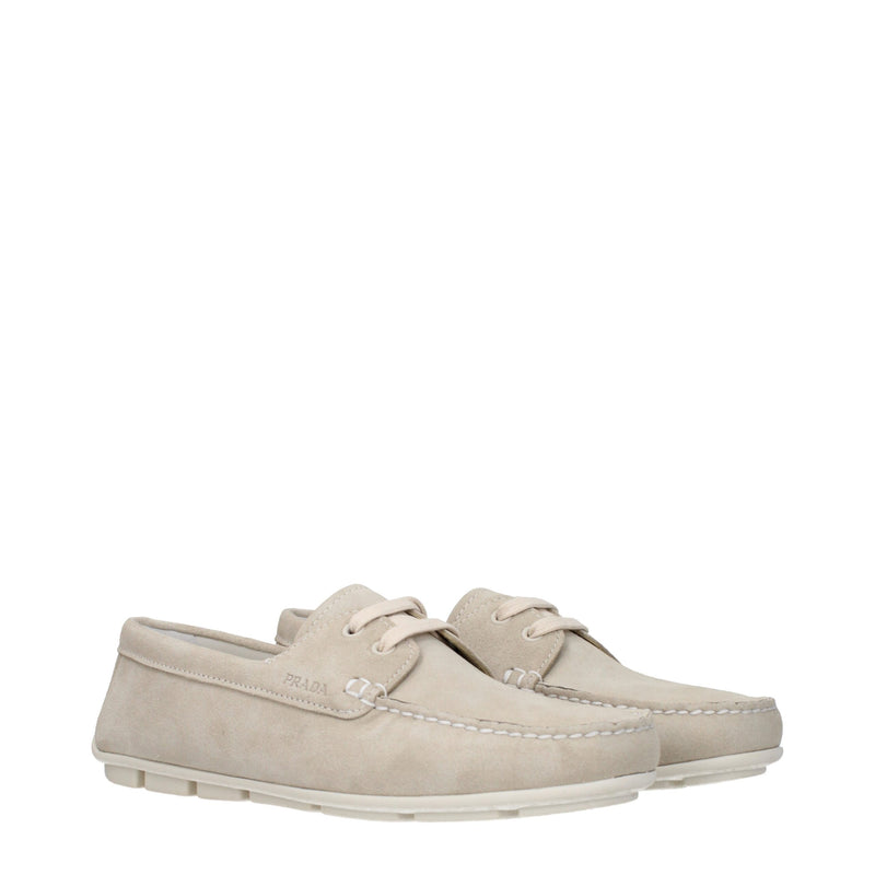 Prada Gray Leather Slip-On Loafers for Women