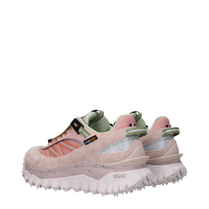 Baskets Moncler en cuir rose
