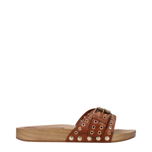 Isabel Marant bruine leren slippersandalen