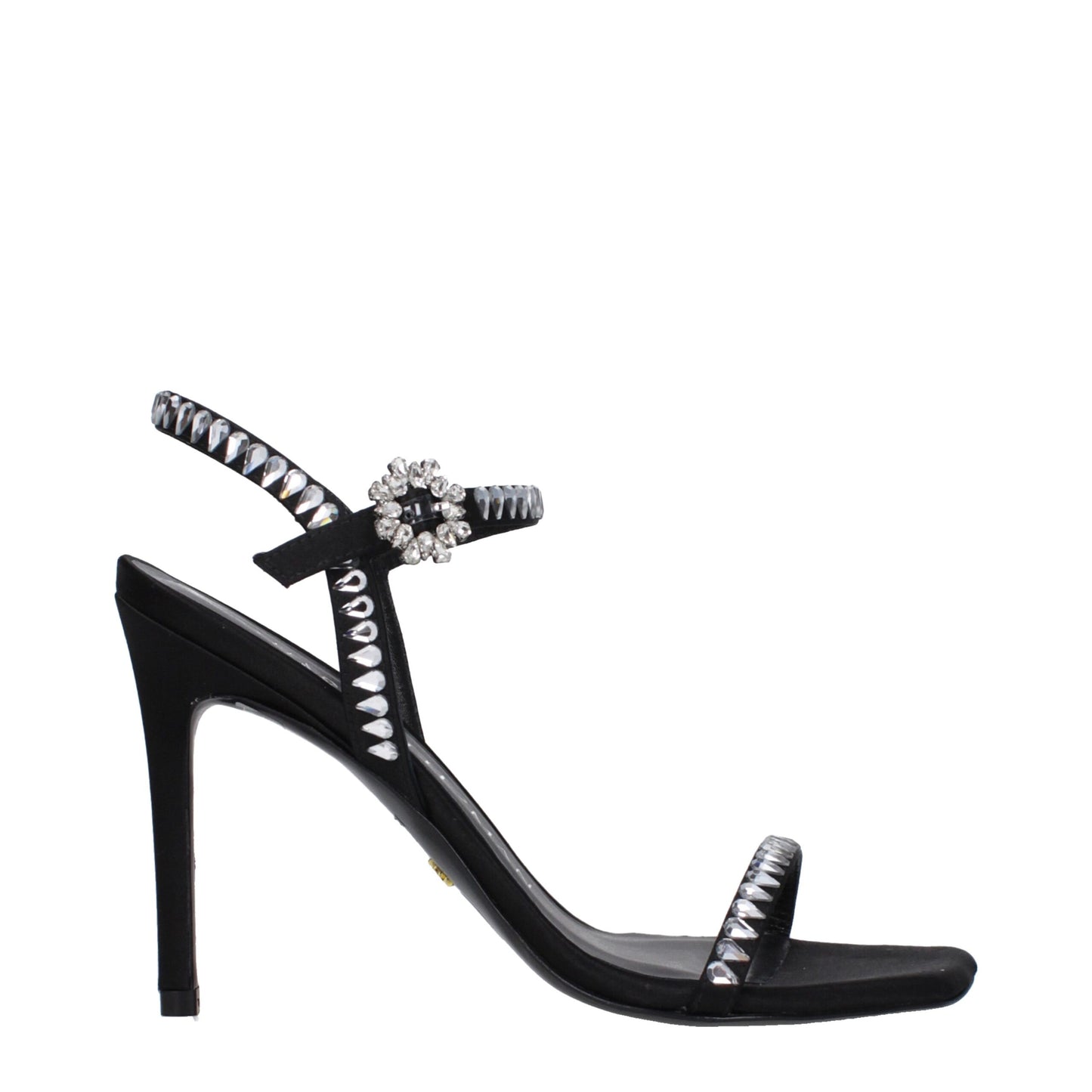 Stuart Weitzman Zwarte Satin Stiletto Hakken Sandalen