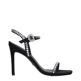 Sandales à talons aiguilles en satin noir de Stuart Weitzman