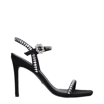 Stuart Weitzman Zwarte Satin Stiletto Hakken Sandalen