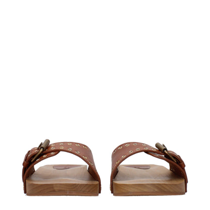 Isabel Marant bruine leren slippersandalen