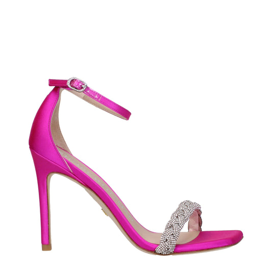 Stuart Weitzman Roze Satin Stiletto Hakken Sandalen