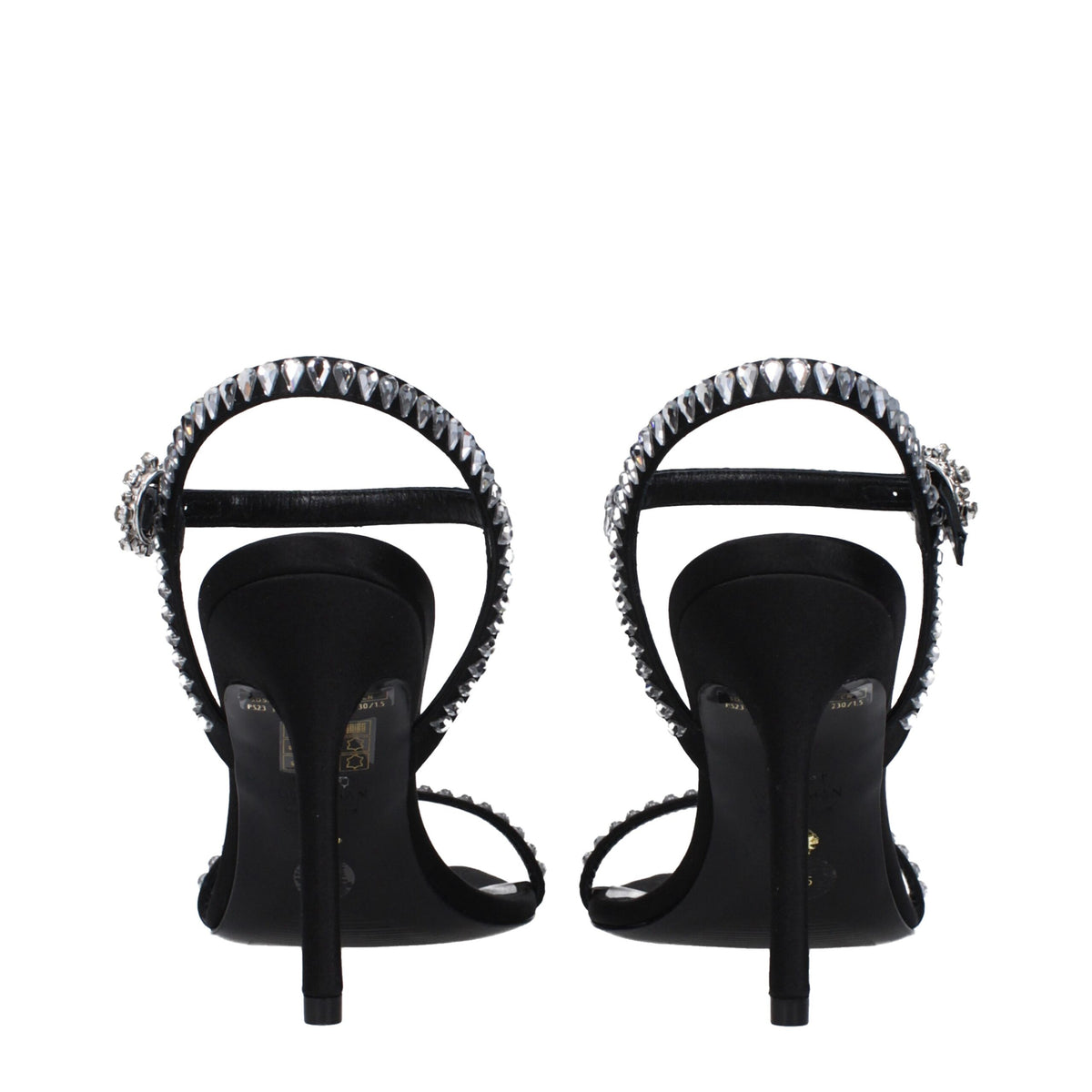 Sandales à talons aiguilles en satin noir de Stuart Weitzman
