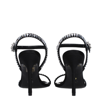 Stuart Weitzman Zwarte Satin Stiletto Hakken Sandalen