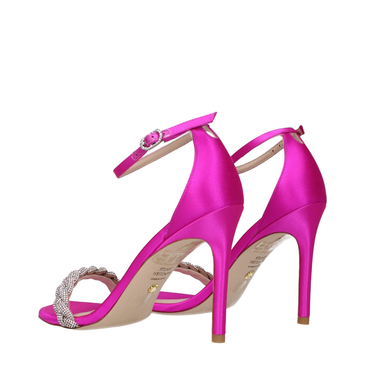 Stuart Weitzman Roze Satin Stiletto Hakken Sandalen