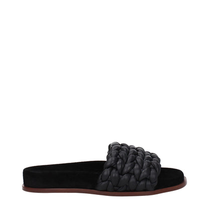 Chloé Zwarte Lederen Slippers Sandalen